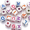 Alphabet letter beads for adding a name or initials to the center of a pony bead alligator keychain.
