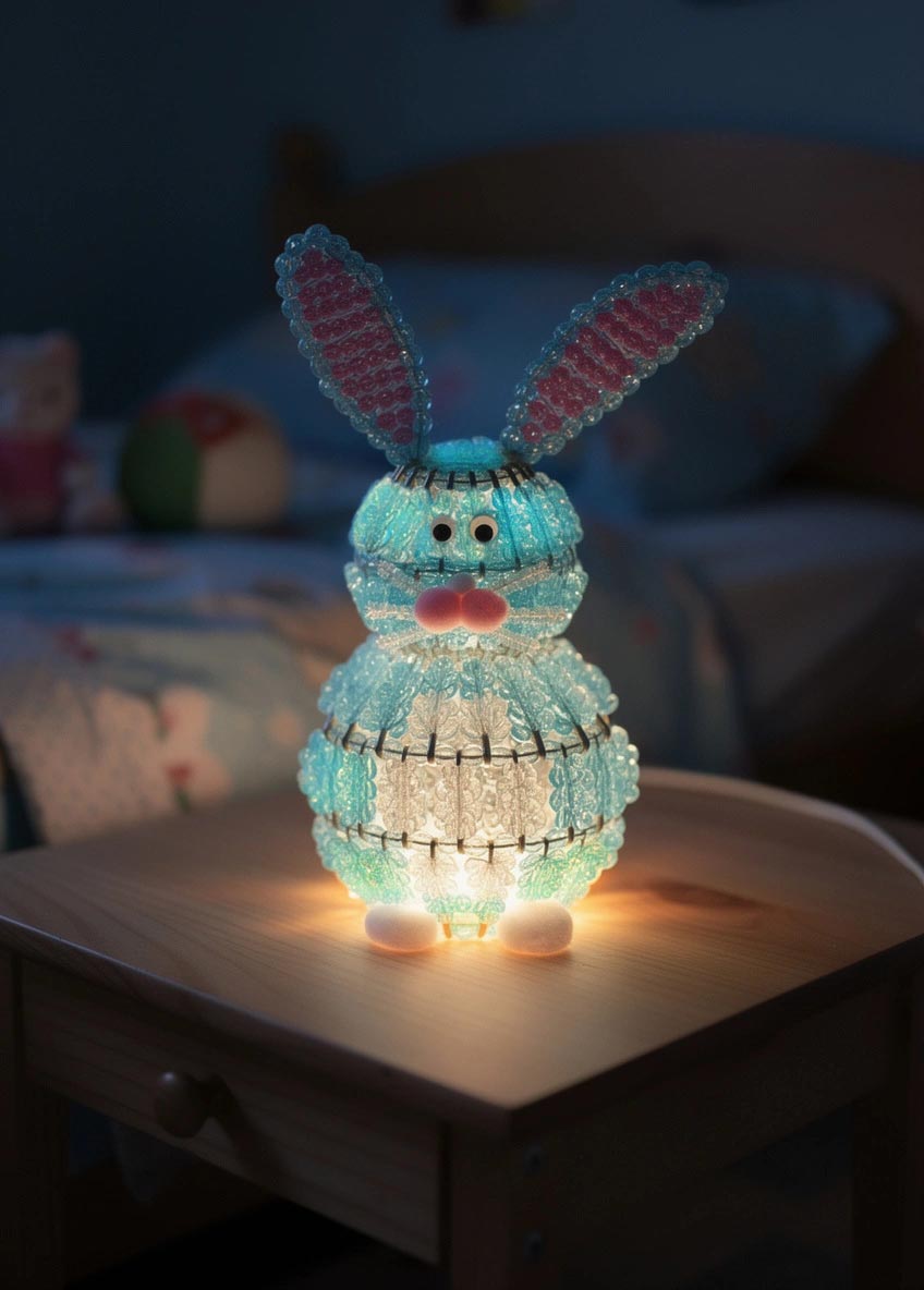 Beaded Bunny as a soothing night light.