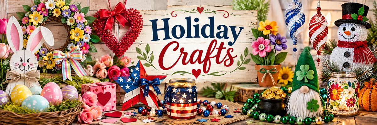 Holiday craft ideas and free projects for Valentine's Day, St. Patrick's Day, Fourth of July, Thanksgiving, New Year's and other celebrations.