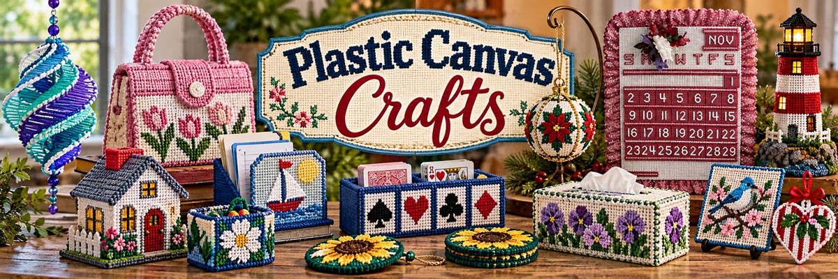 Free plastic canvas patterns and project ideas for decorations, gifts, useful crafts and fun things to make.