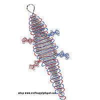 Cord threading pattern for beaded alligator keychain.