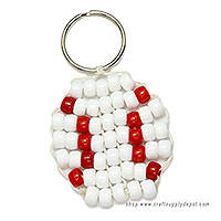 Beaded Baseball KeyChain Pattern - Free Beaded Baseball Keyring Pattern - Fun Beaded Key Rings