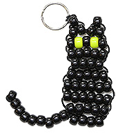 Beaded Black Cat KeyChain Pattern - Fun Beaded Halloween Key Rings