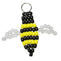 Beaded Bumble Bee Key Chain Pattern - Free Beaded BumbleBee Keyring Pattern - Fun Beaded Key Rings