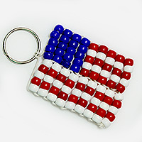 Beaded USA Flag KeyChain Pattern - Free Beaded Patriotic Flag Keyring Pattern - Fun Beaded Key Rings